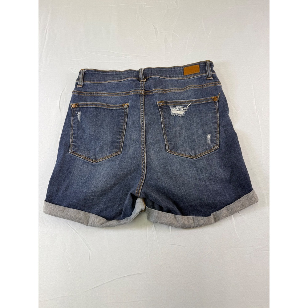 Judy Blue Los Angeles Dark Wash Distressed Cuffed Denim Shorts 1XL JB15004DK - Picture 3 of 16